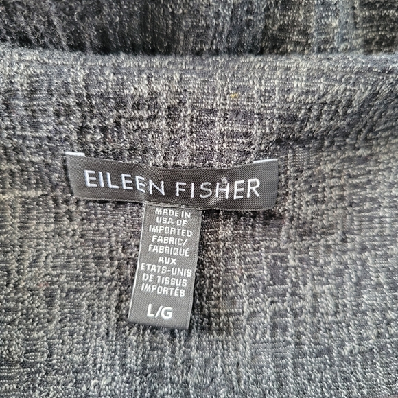 Eileen Fisher Shale Tencel Stretch Jacquard Jacket Charcoal Gray L - Picture 12 of 13